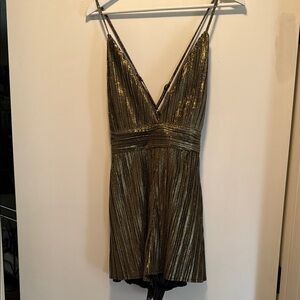 Gold Metallic Strappy Shorts Romper